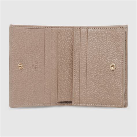 GG Emblem mini wallet in taupe leather 